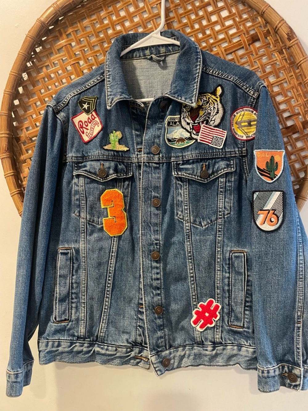 Topshop | Denim Patchwork Jacket | Medium
